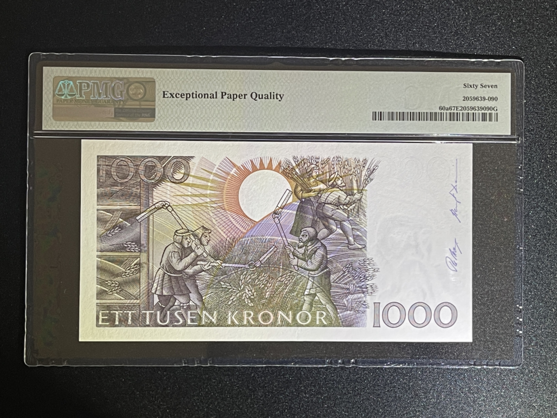 《张总收藏》46期——新评靓钞(拍品持续增加中) 瑞典1000克朗 PMG67E 大胡子初版 1990年 P-60a