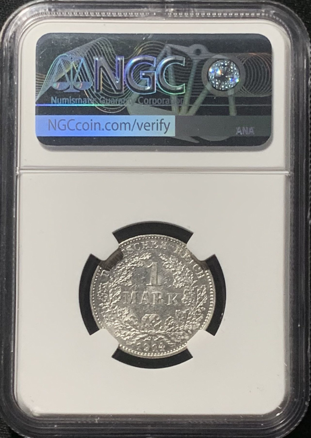 紫瑗钱币——第163期 德国 1914年 G版 第二帝国 长翅 1马克 银币 NGC MS61