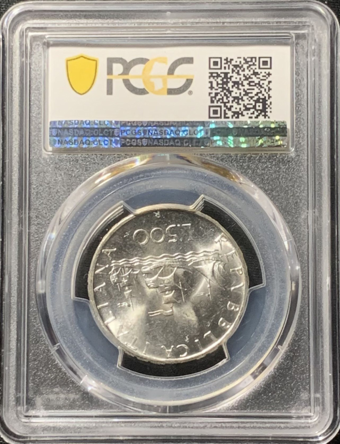 紫瑗钱币——第163期 意大利 1966年 少女与帆船 500里拉 银币 PCGS MS65