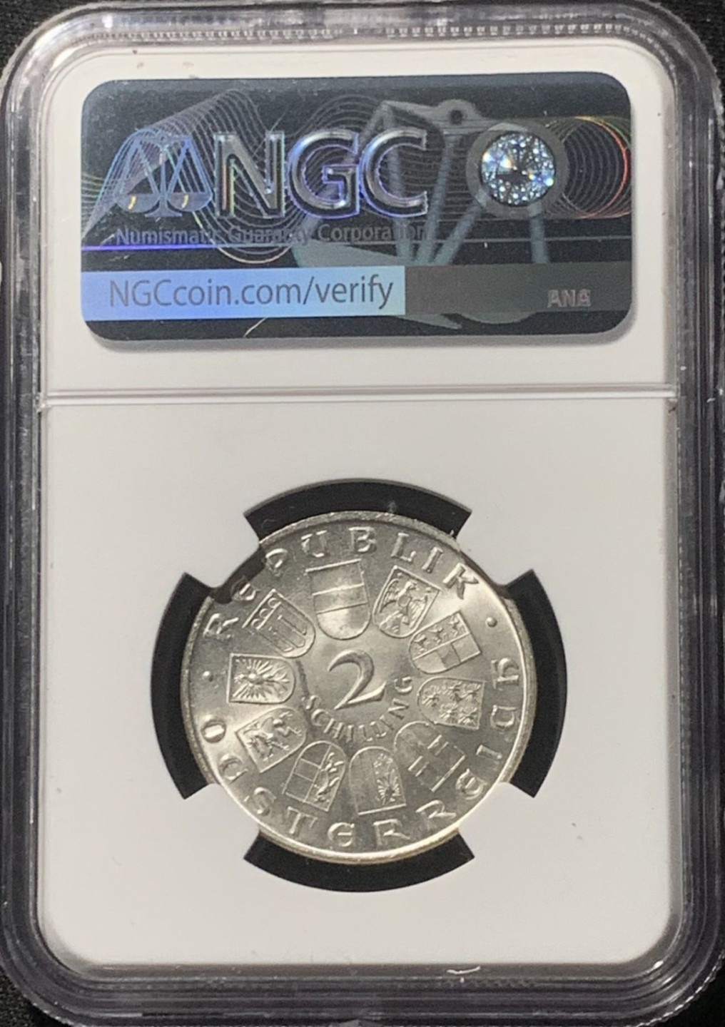 紫瑗钱币——第163期 奥地利 1930年 福格尔诞辰700周年 2先令 银币 NGC MS64