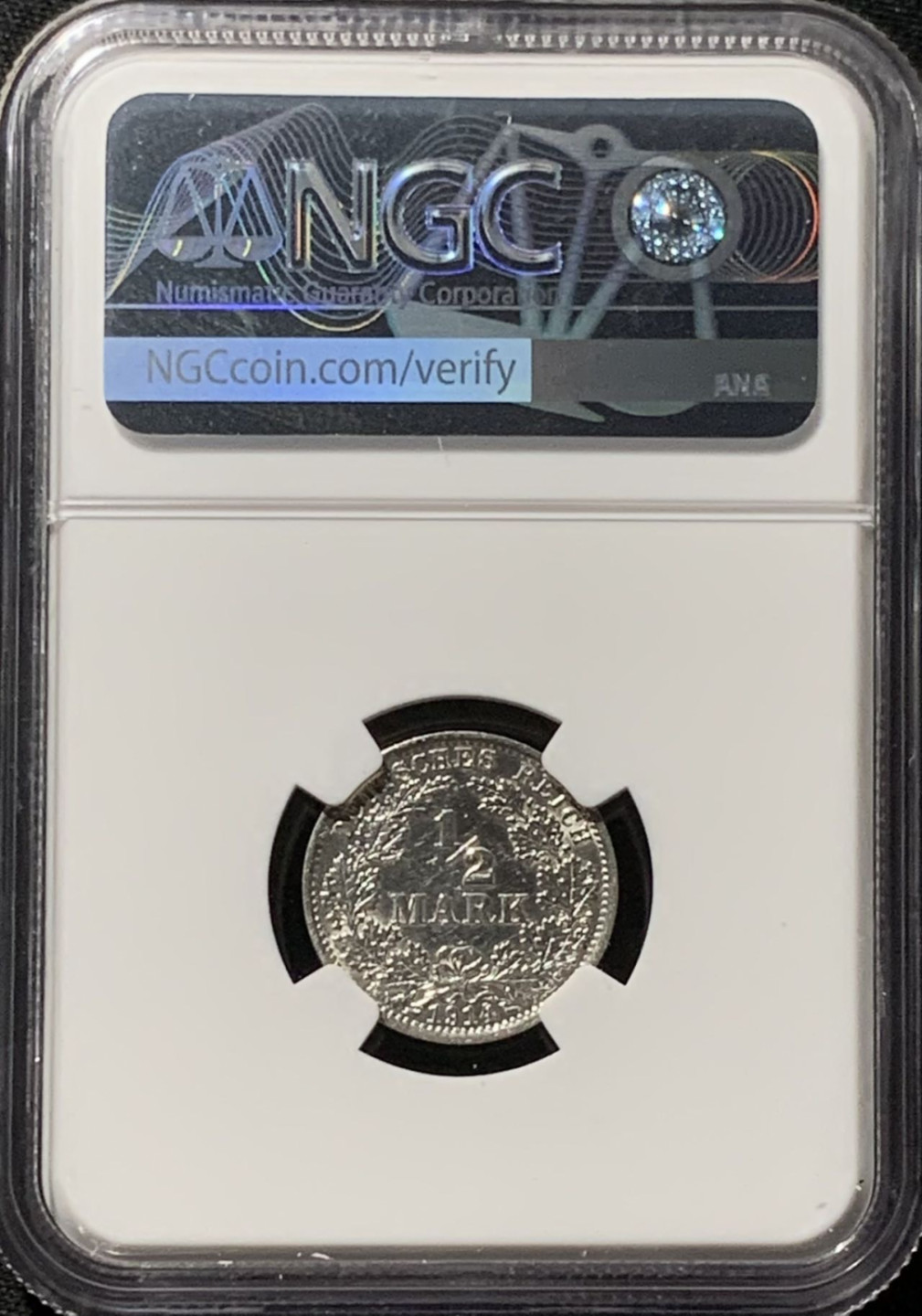紫瑗钱币——第164期拍卖 德国 1914年 A版 第二帝国 1/2马克 银币 NGC UNC Detail