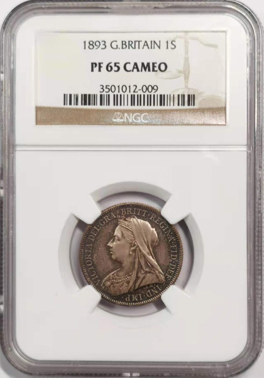 凡希社世界钱币微拍第一百八十四期 荐！1893老维批纱先令精铸NGC-PF65CAMEO重喷砂绝美！