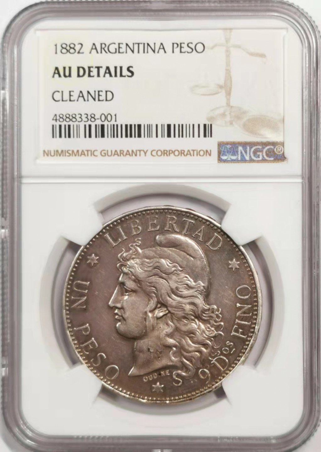 凡希社世界钱币微拍第一百八十四期 1882阿根廷女神比索大银NGC-AUD