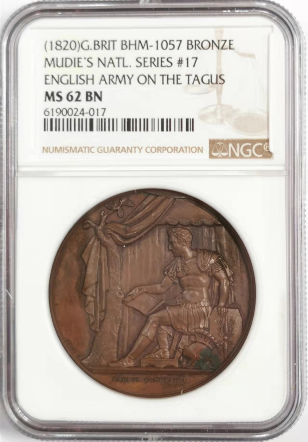 凡希社世界钱币微拍第一百八十四期 塔霍河上的英军纪念铜章NGC-MS62