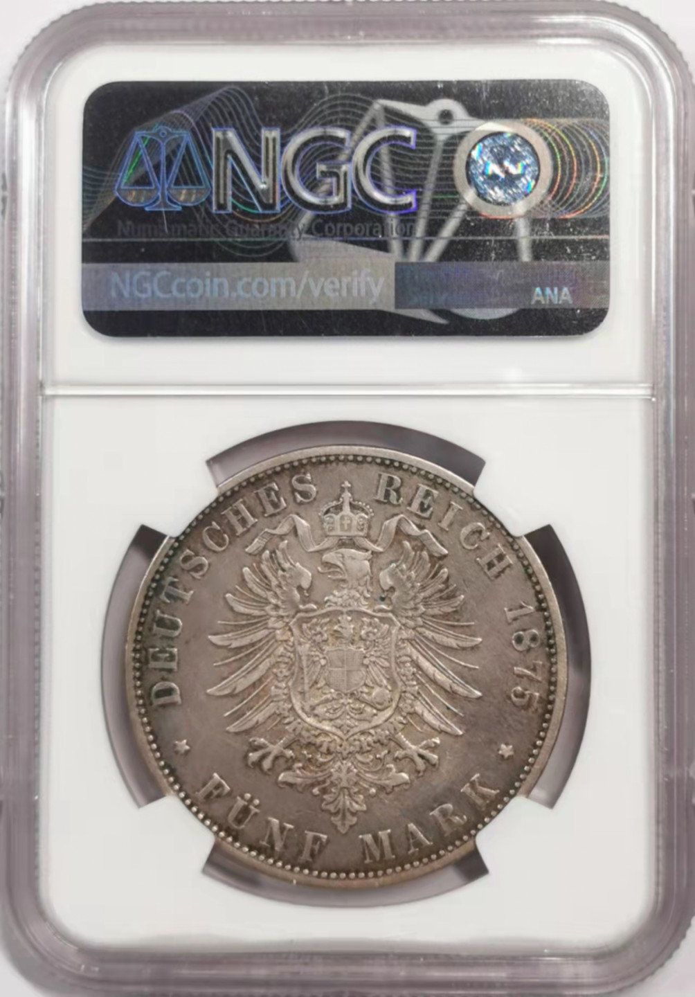 凡希社世界钱币微拍第一百八十四期 1875J汉堡短翅5马克NGC-VF35稀少品种！