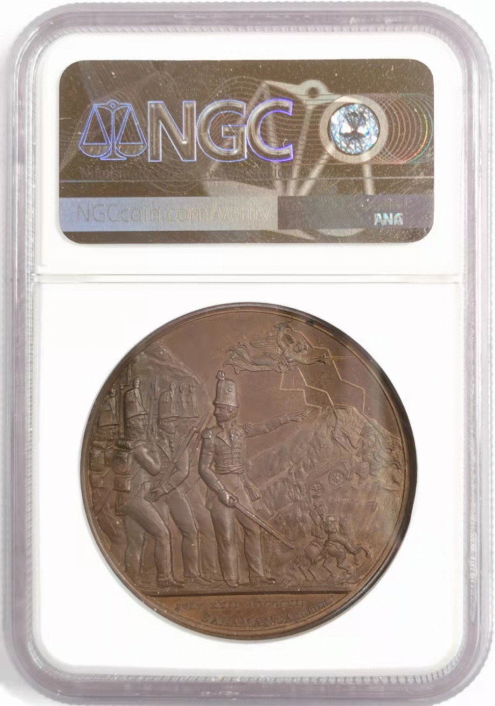 凡希社世界钱币微拍第一百八十四期 英国萨拉曼卡战役进驻马德里纪念铜章NGC-MS63