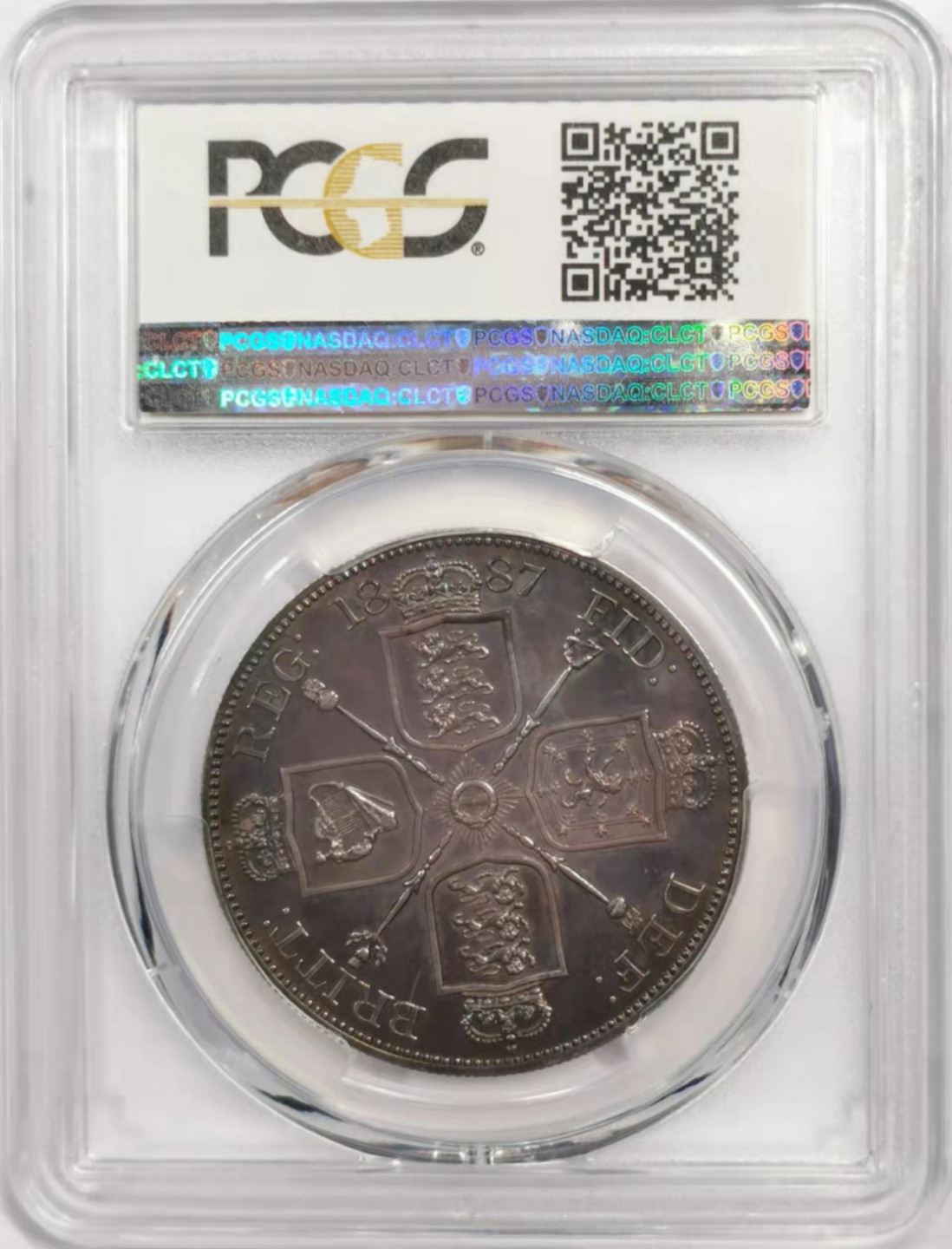 凡希社世界钱币微拍第一百八十四期 荐！1887英国高冠老维双佛罗林精铸PCGS-PF63