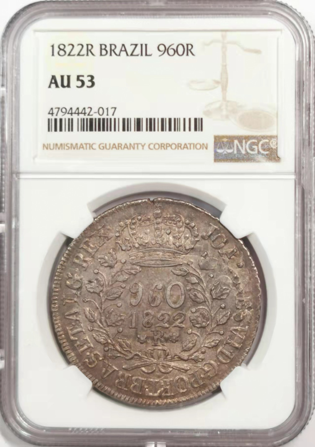 凡希社世界钱币微拍第一百八十四期 1822R巴西帝国960R大银NGC-AU53
