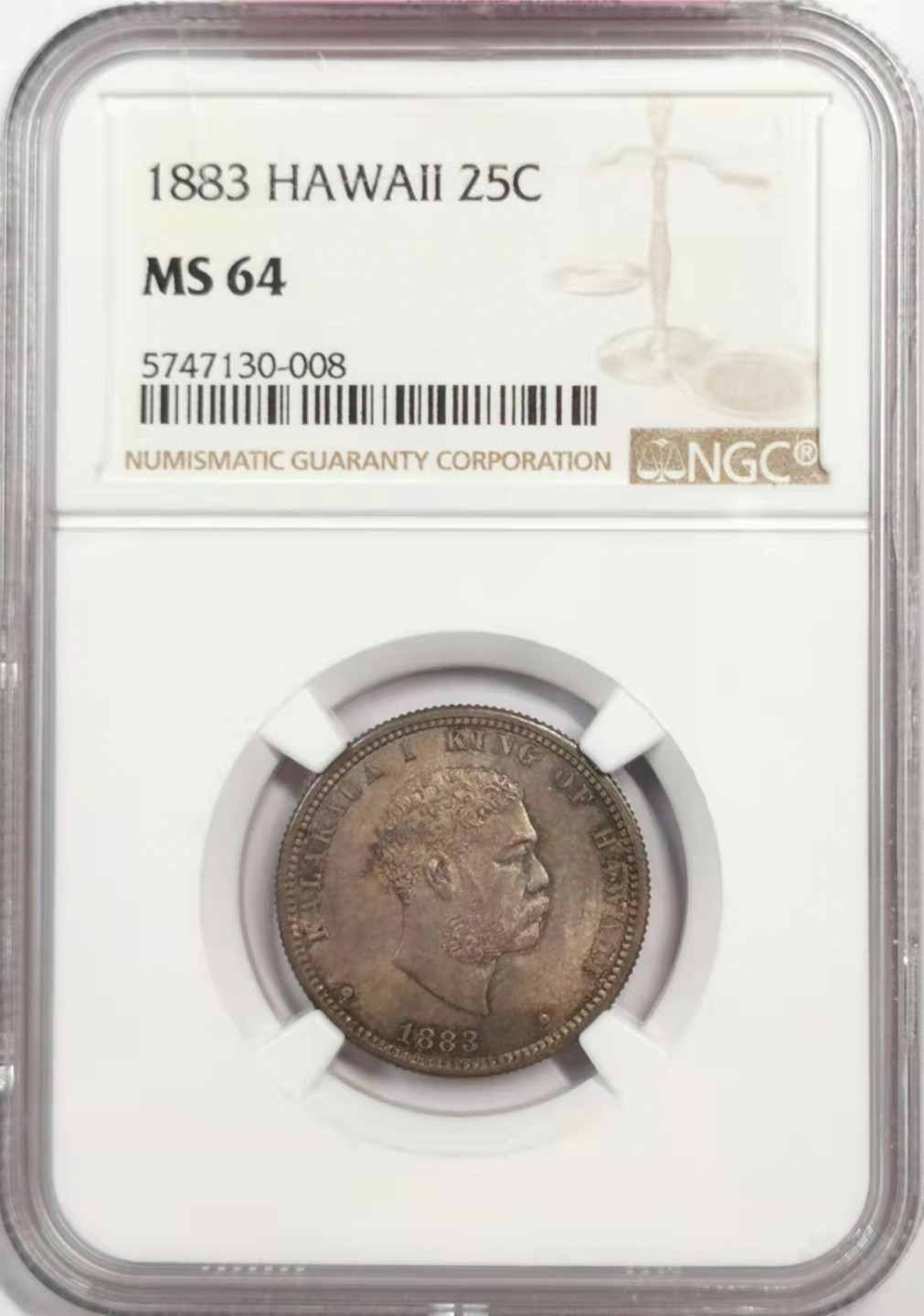 凡希社世界钱币微拍第一百八十四期 1883夏威夷25分NGC-MS64包浆绝美！