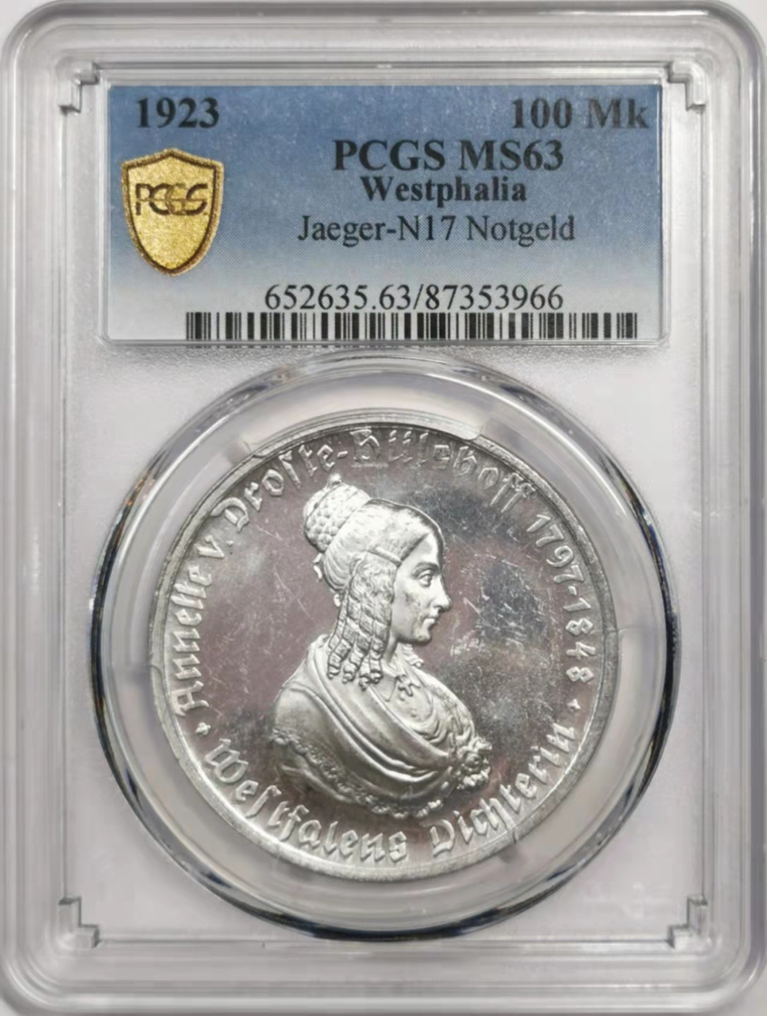 凡希社世界钱币微拍第一百八十四期 1923威斯特伐利亚100马克PCGS-MS63