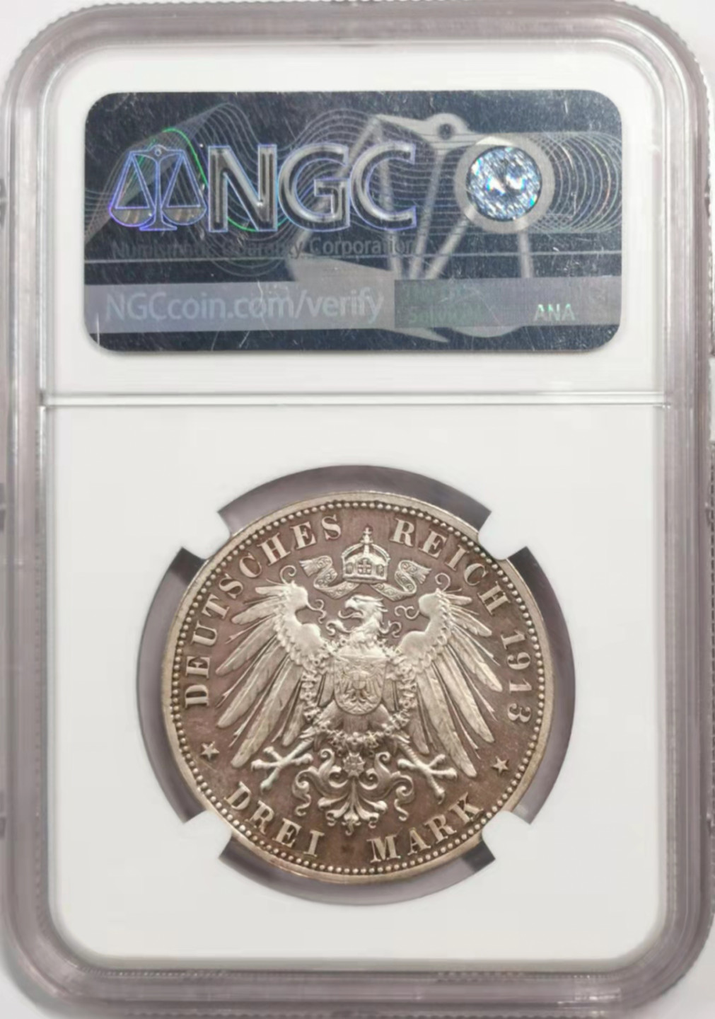 凡希社世界钱币微拍第一百八十四期 1913萨克森精铸3马克NGC-PF63CAMEO重喷砂！