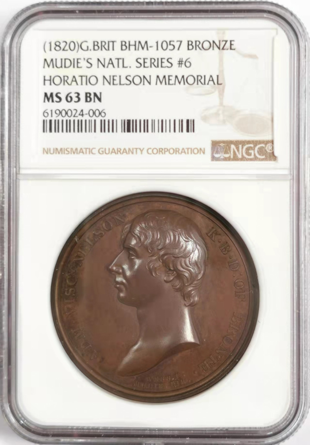 凡希社世界钱币微拍第一百八十四期 十八世纪雷霍尔纳尔逊纪念馆铜章NGC-MS63