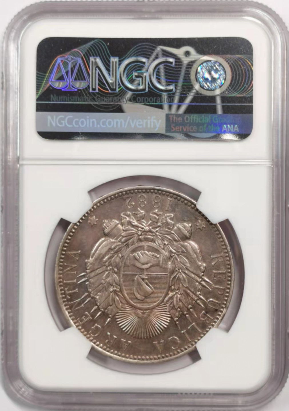 凡希社世界钱币微拍第一百八十四期 1882阿根廷女神比索大银NGC-AUD