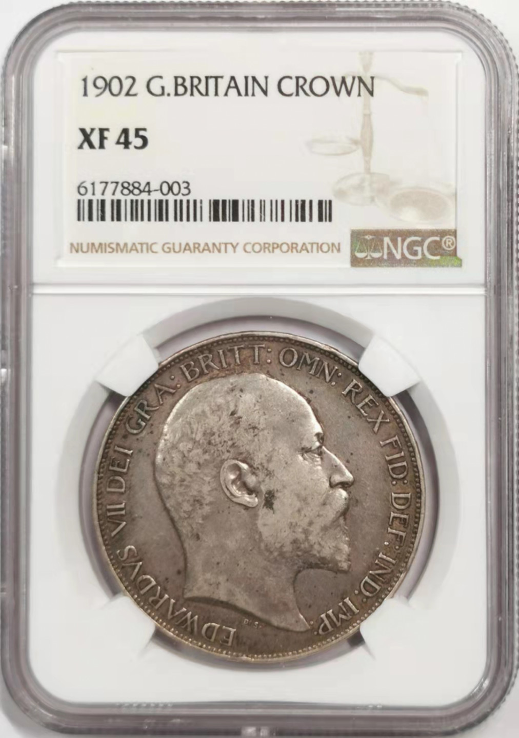 凡希社世界钱币微拍第一百八十四期 1902英国爱七克朗大银NGC-XF45