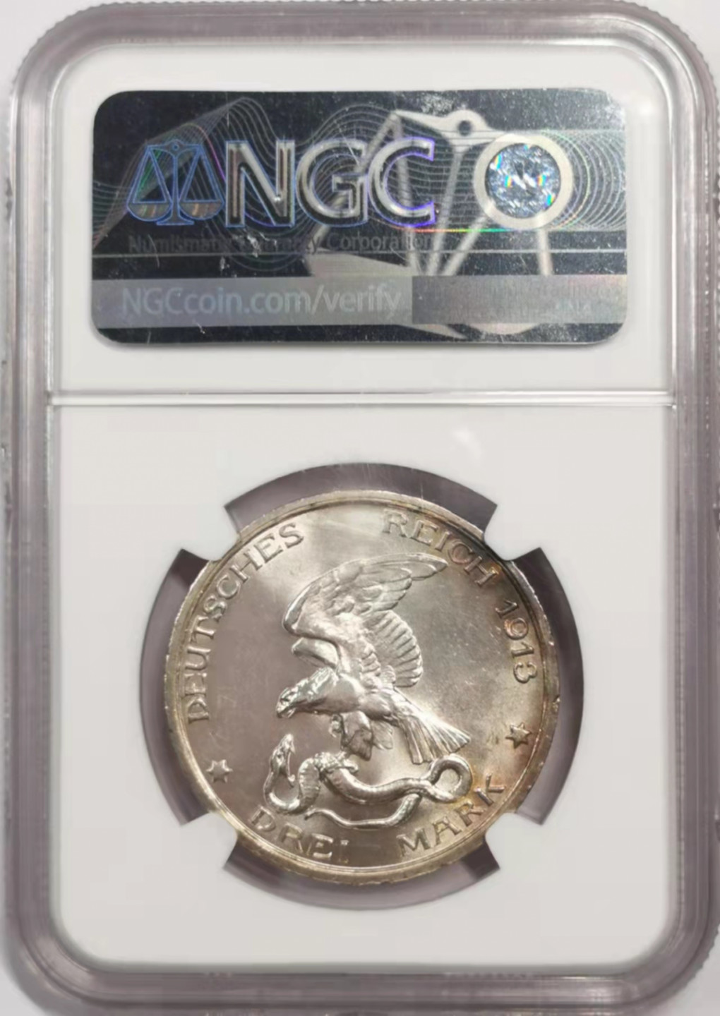凡希社世界钱币微拍第一百八十四期 1913击败拿破仑纪念3马克NGC-MS65