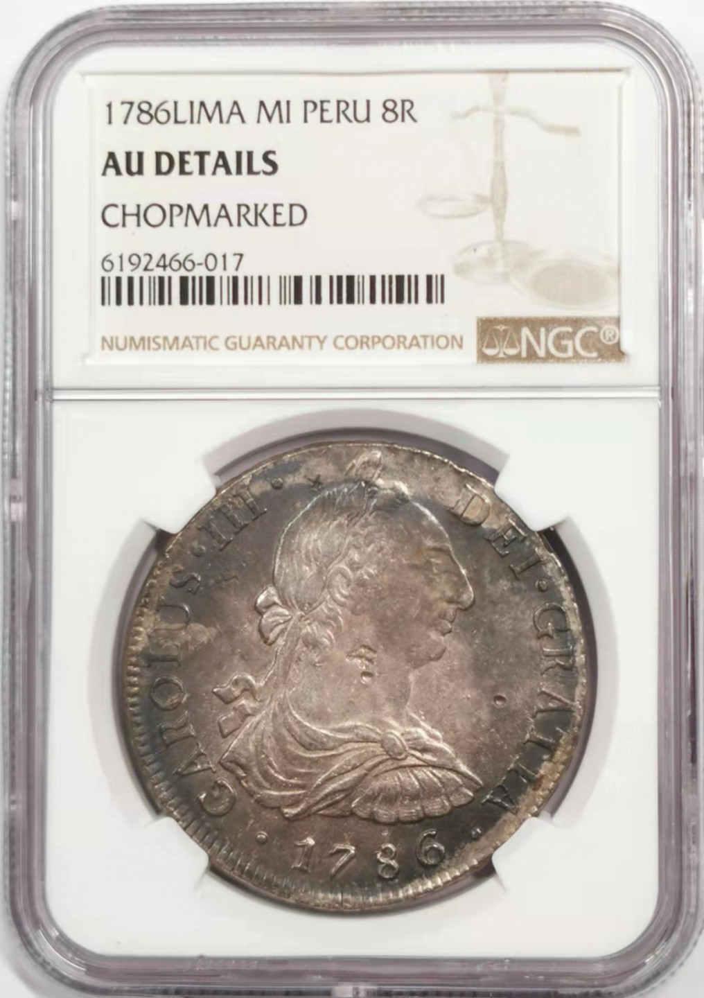 凡希社世界钱币微拍第一百八十四期 1786秘鲁卡三双柱NGC-AUD