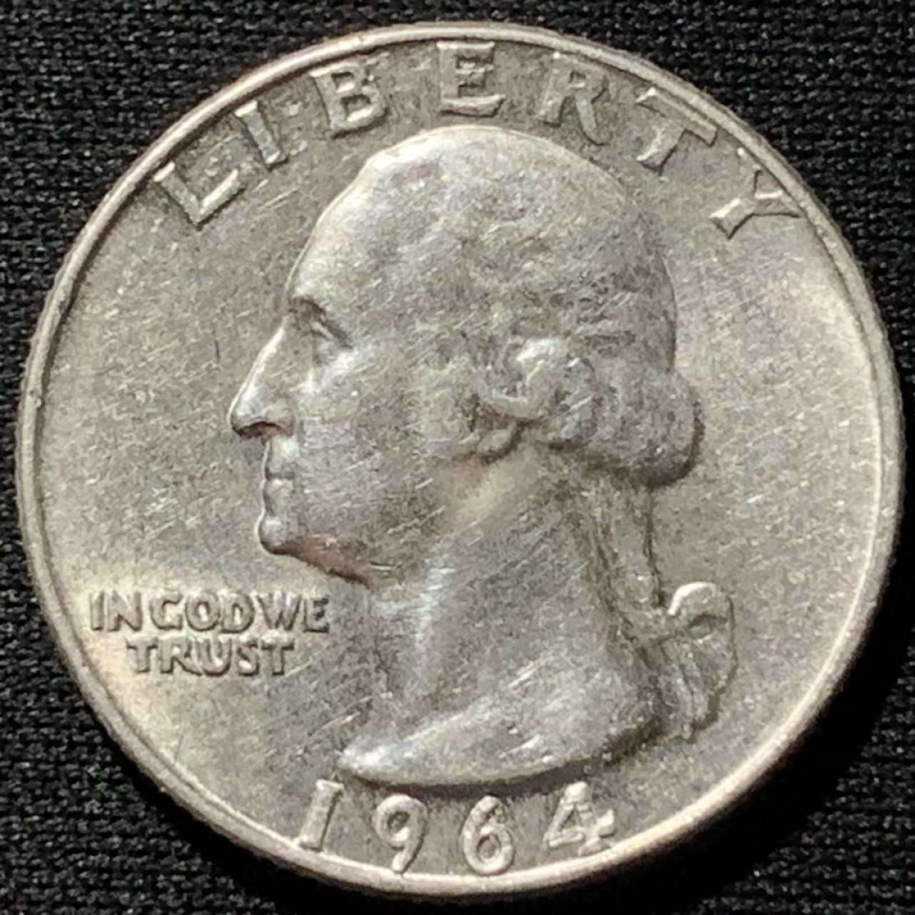 紫瑗钱币——第164期拍卖 美国 1964年 华盛顿 25美分 6.25克 0.9银 UNC