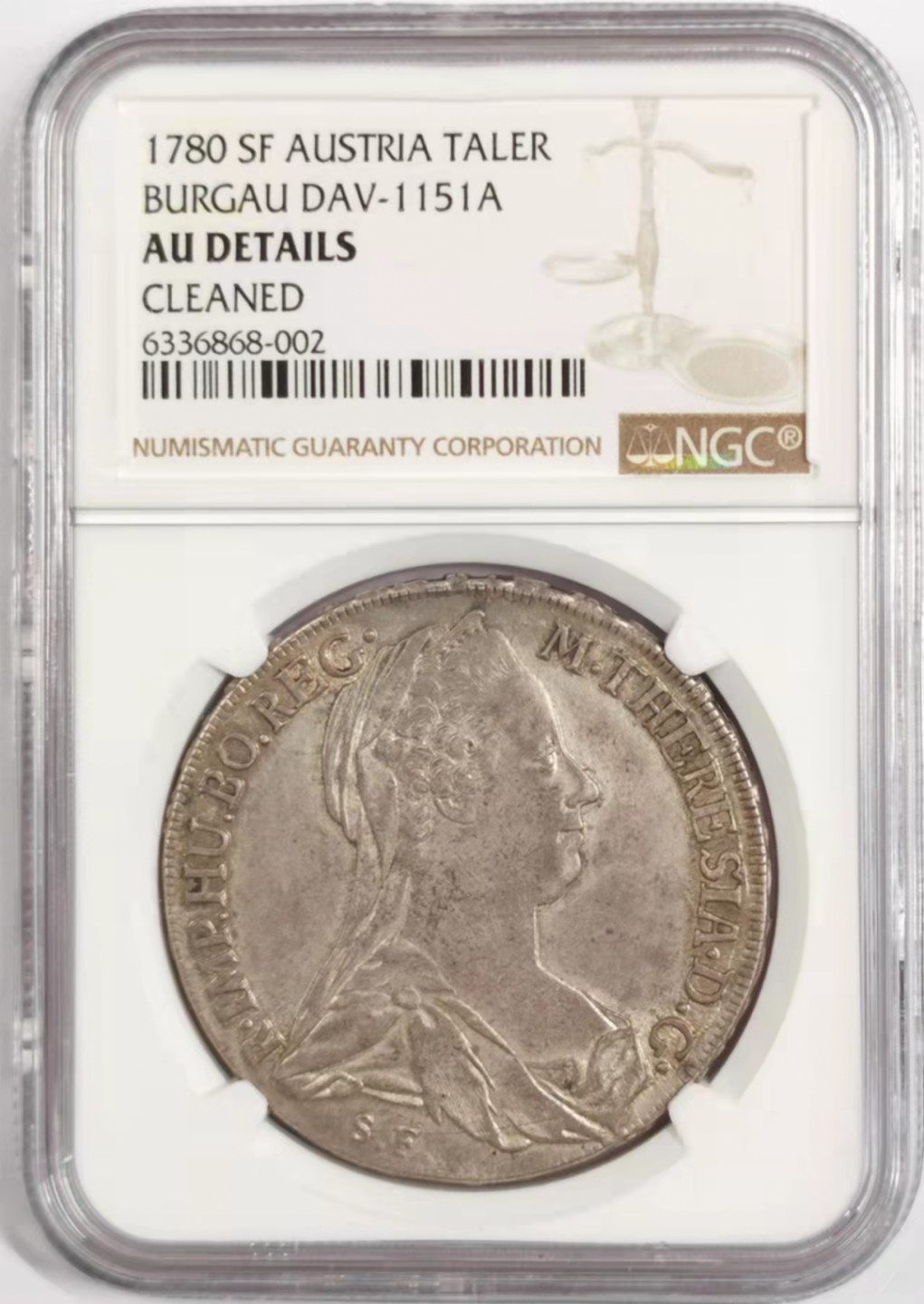 凡希社世界钱币微拍第一百八十四期 1780神罗布尔高特蕾莎泰勒NGC-AUD