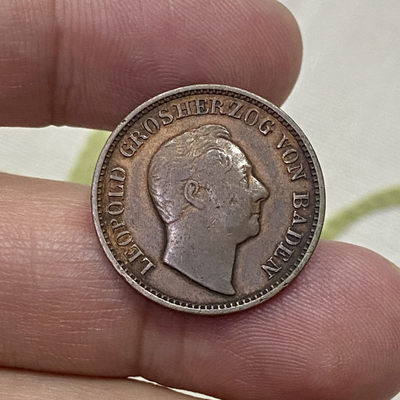 【Numismatist】新年首场-0佣包邮自动托管 - 巴登1844年1克洛泽纪念币，巴登首位大公卡尔-弗雷德里希，发行量54460，少见