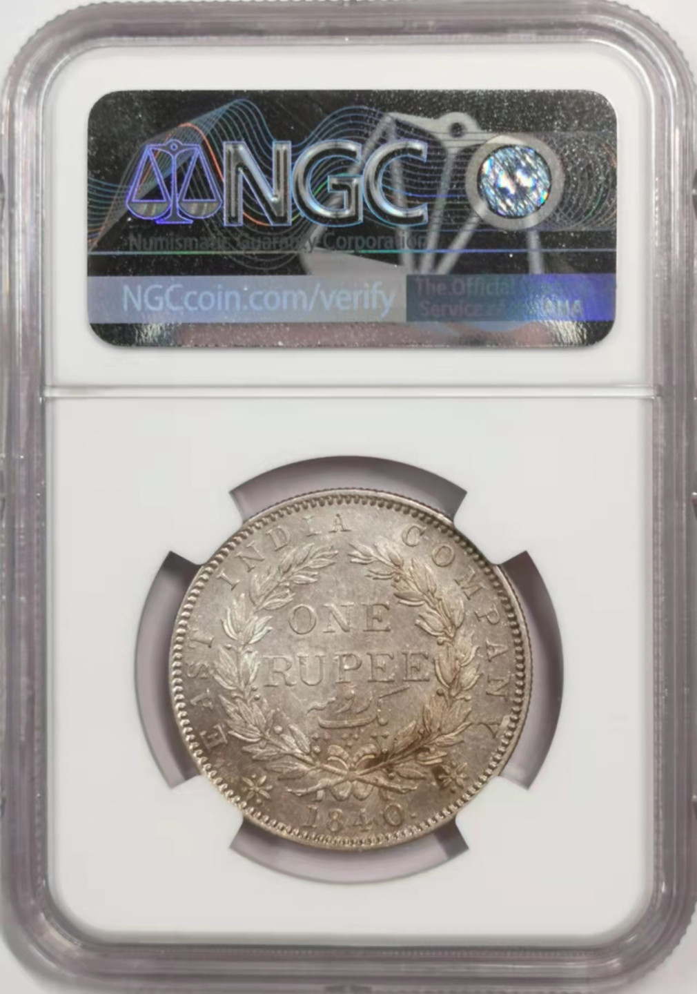 凡希社世界钱币微拍第一百八十四期 1840东印度公司小维卢比NGC-AU55印度式头像