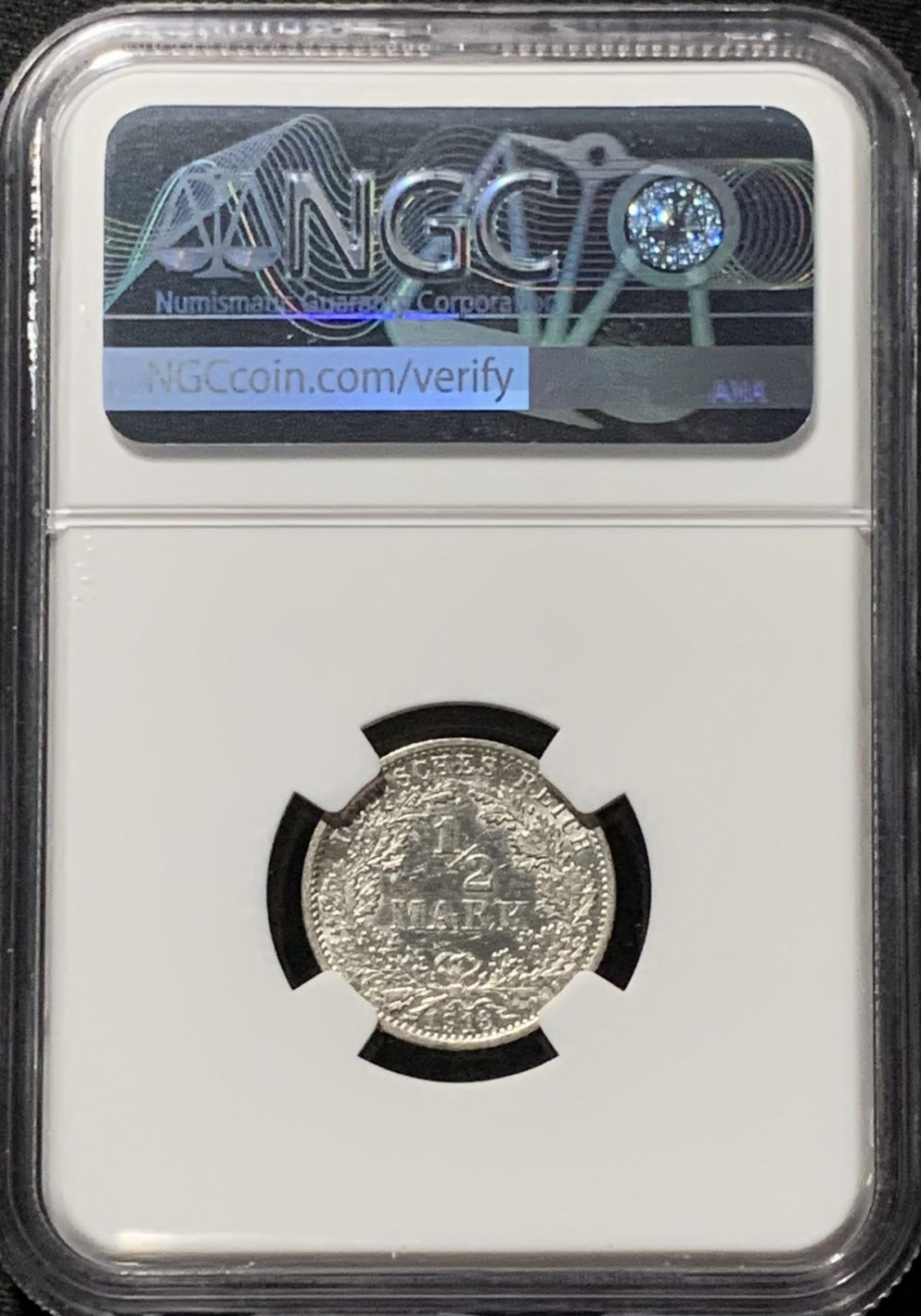 紫瑗钱币——第164期拍卖 德国 1913年 A版 第二帝国 1/2马克 银币 NGC UNC Detail