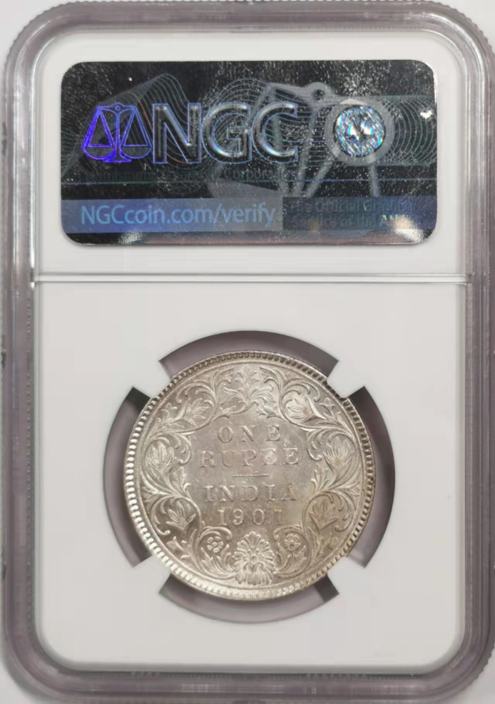 凡希社世界钱币微拍第一百八十四期 1901B英属印度小维卢比NGC-MS62