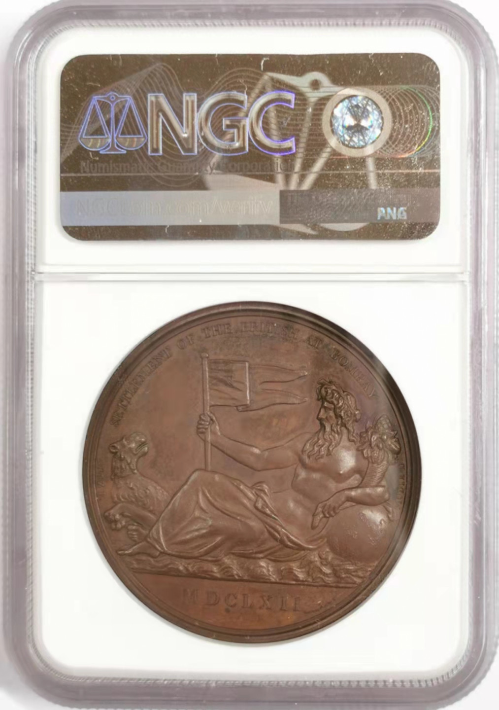 凡希社世界钱币微拍第一百八十四期 1602英军进驻孟买纪念铜章NGC-MS63