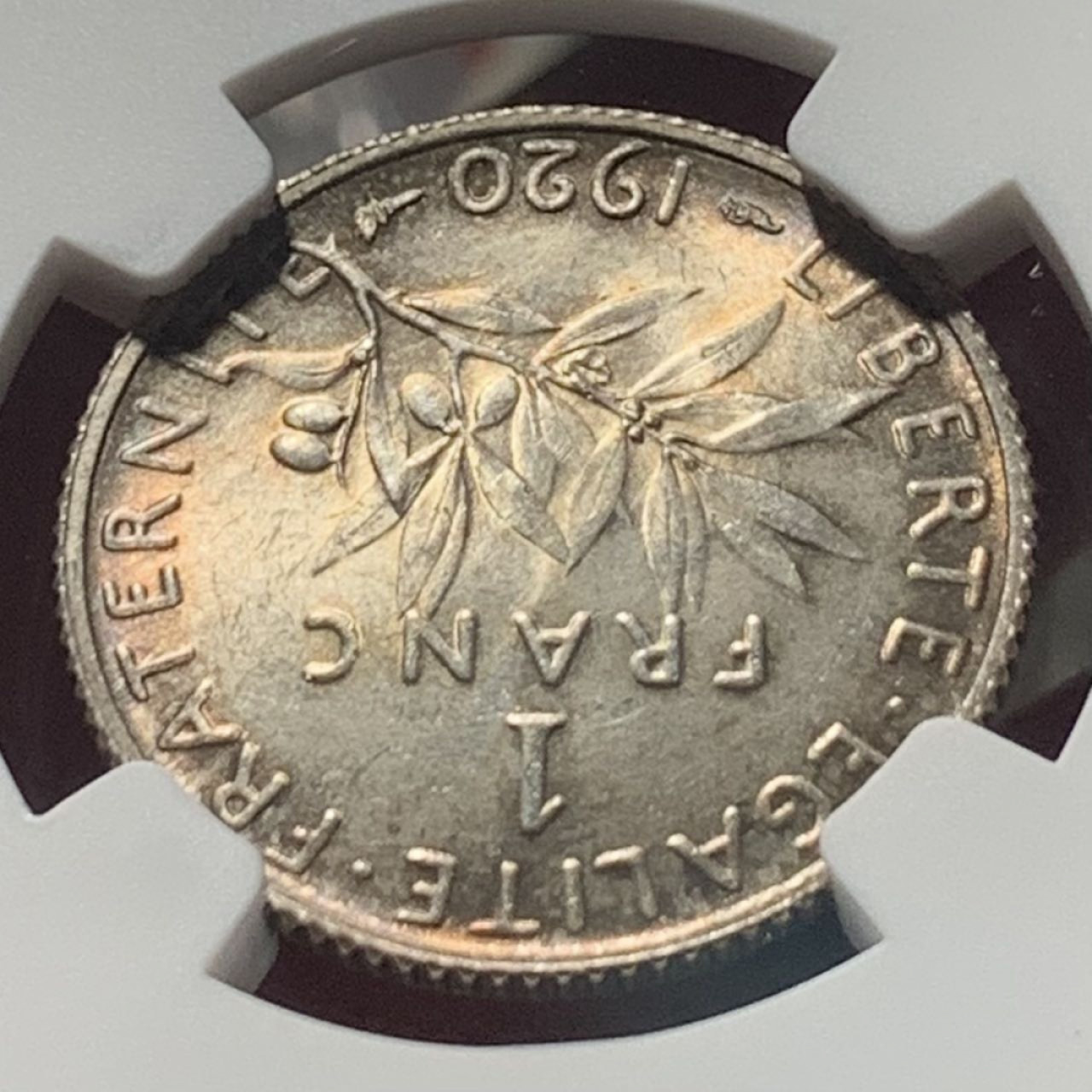 紫瑗钱币——第164期拍卖 法国 1920年 播种女神 1法郎 银币 NGC MS64 黄金包浆