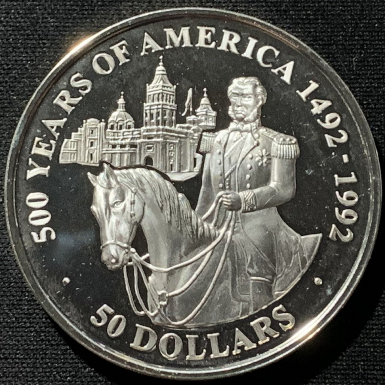 紫瑗钱币——第164期拍卖 库克群岛 1991年 发现美洲500周年 马克西米利安 50元 31.35克 0.925银 精制