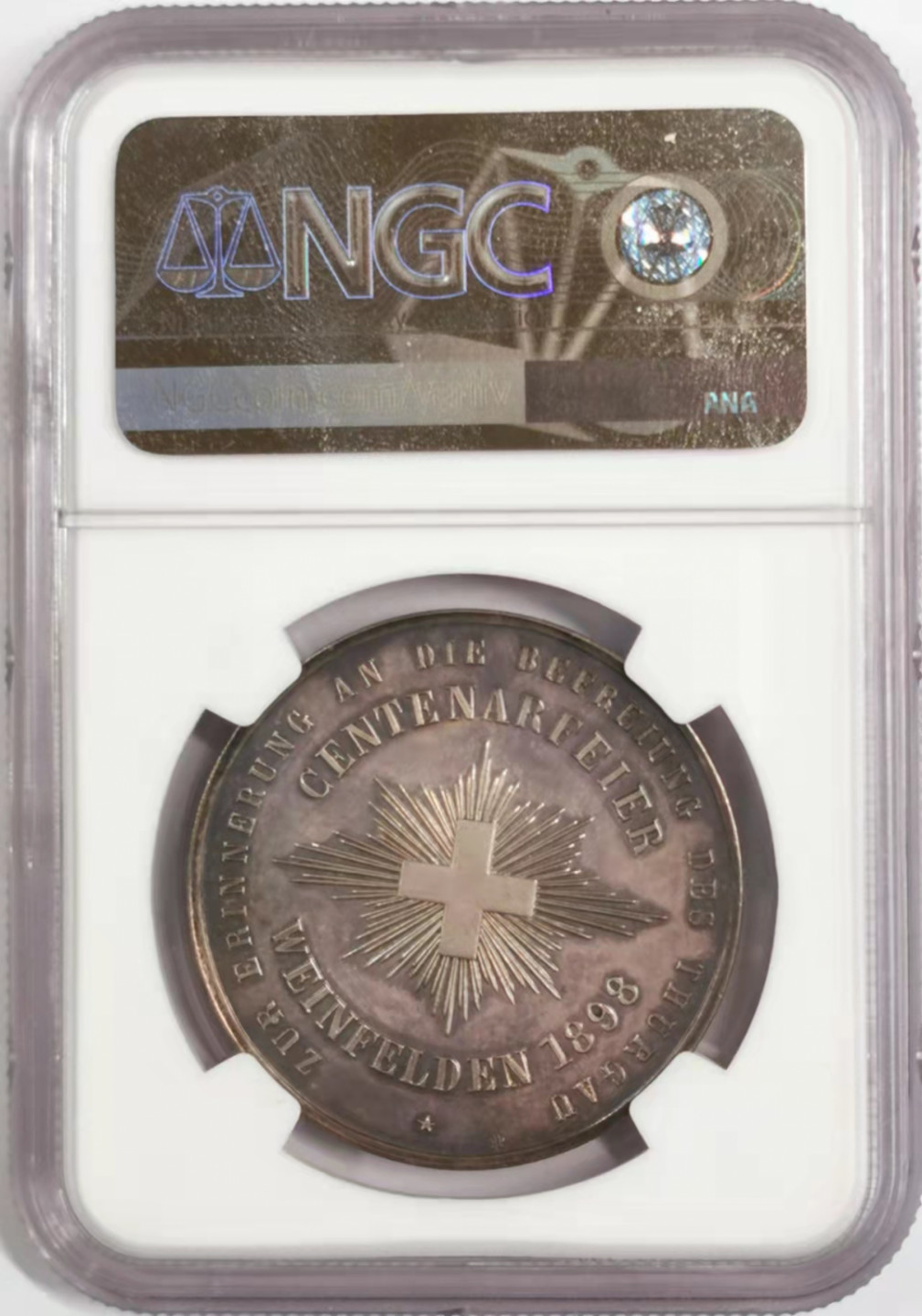 凡希社世界钱币微拍第一百八十四期 1898瑞士图尔高解放纪念银章NGC-MS62