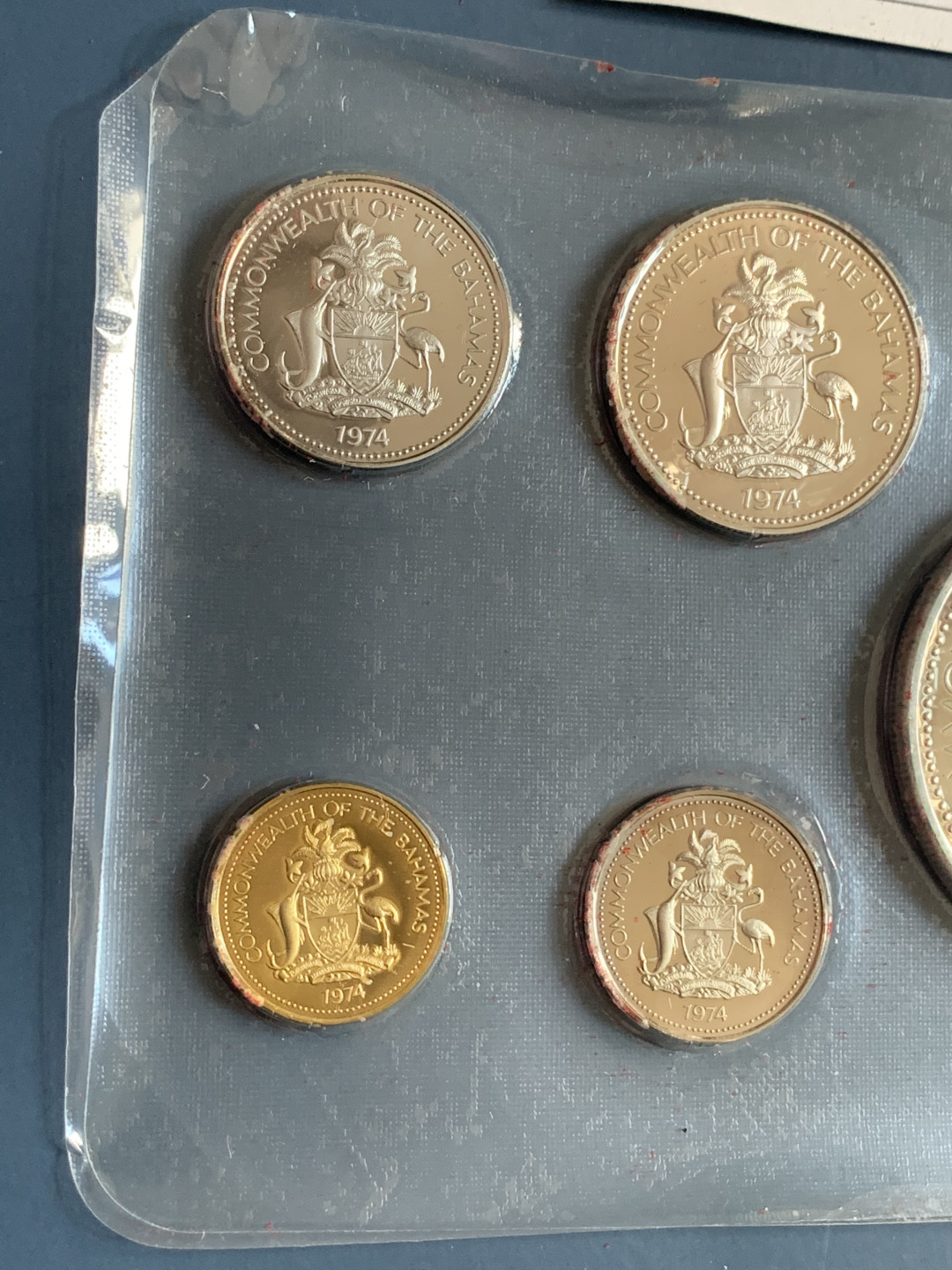 《竞宝斋》钱币微拍-第26场 元旦特刊（全场顺丰包邮） 原盒证书 巴哈马1974年 9枚套精制币 50分/1元/2元/5元都是银币 富兰克林造币厂