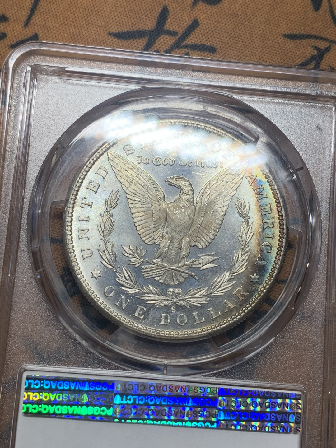 《竞宝斋》钱币微拍-第26场 元旦特刊（全场顺丰包邮） 稀少骑字版 PCGS MS64PL 1880/79 S版 摩根银元 双面月牙彩，非常漂亮 PL难得