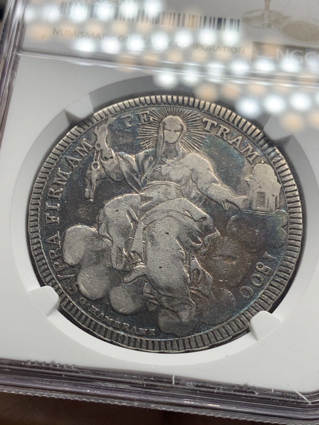 《竞宝斋》钱币微拍-第26场 元旦特刊（全场顺丰包邮） NGC-VF25 梵蒂冈教皇国 1800年 1斯库多 大银币 原味带彩 出分很难得