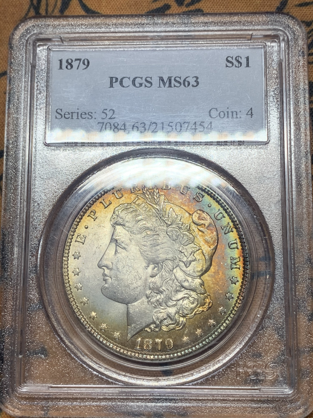 《竞宝斋》钱币微拍-第26场 元旦特刊（全场顺丰包邮） PCGS MS63 1879年美国摩根银元 老盒好彩包浆 实物状态极美