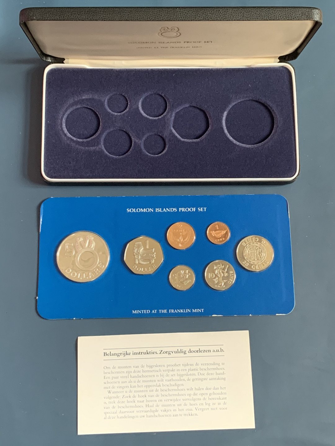 《竞宝斋》钱币微拍-第26场 元旦特刊（全场顺丰包邮） 原盒证书 所罗门1978年 7枚套精制币 5元面值是925大银 富兰克林造币厂 发型量5122套 少见