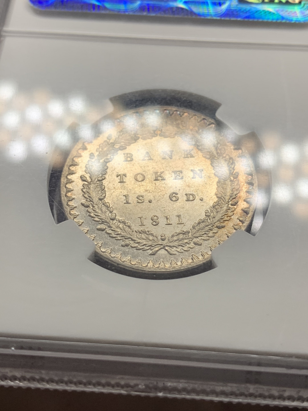 《竞宝斋》钱币微拍-第26场 元旦特刊（全场顺丰包邮） NGC MS62 英国1811年英格兰银行乔三18便士 NGC编号：3356772-012