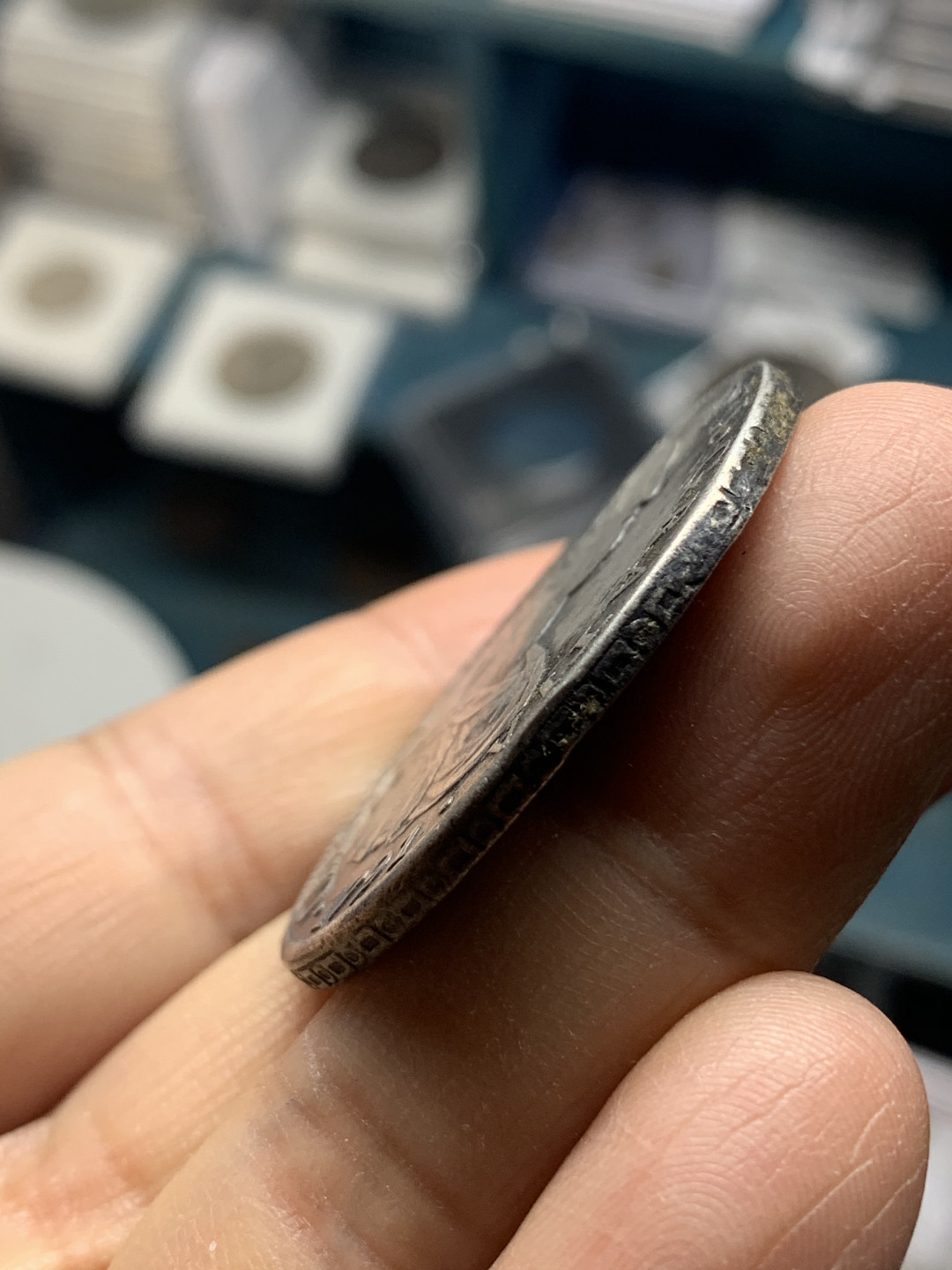 《竞宝斋》钱币微拍-第26场 元旦特刊（全场顺丰包邮）  1791 年 墨西哥 卡四 双柱 8R 大银币 味道不错，细节见图 26.6克 38.3mm直径