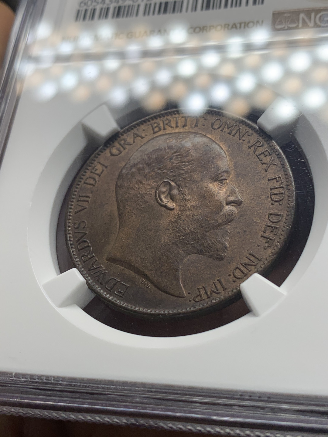 《竞宝斋》钱币微拍-第26场 元旦特刊（全场顺丰包邮） NGC MS63RB 英国1902年爱德华七世1便士 NGC编号：6054349-012 稀少低海平面