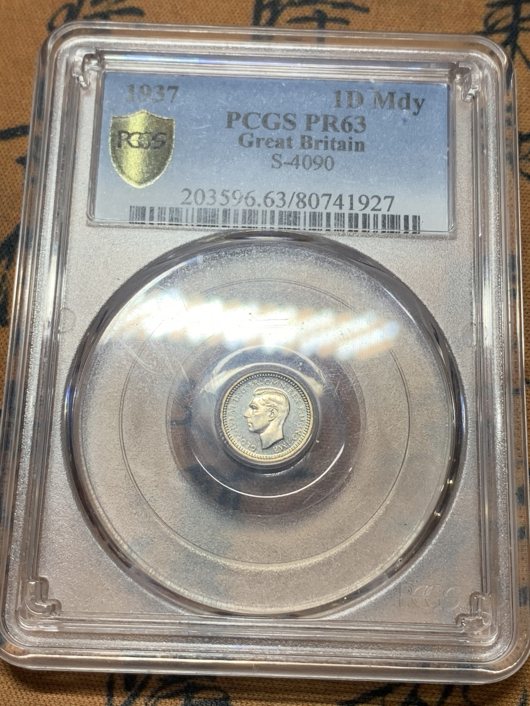 《竞宝斋》钱币微拍-第26场 元旦特刊（全场顺丰包邮） PCGS PR63 英国 1937年 乔治六世 1便士 灌足节 银币