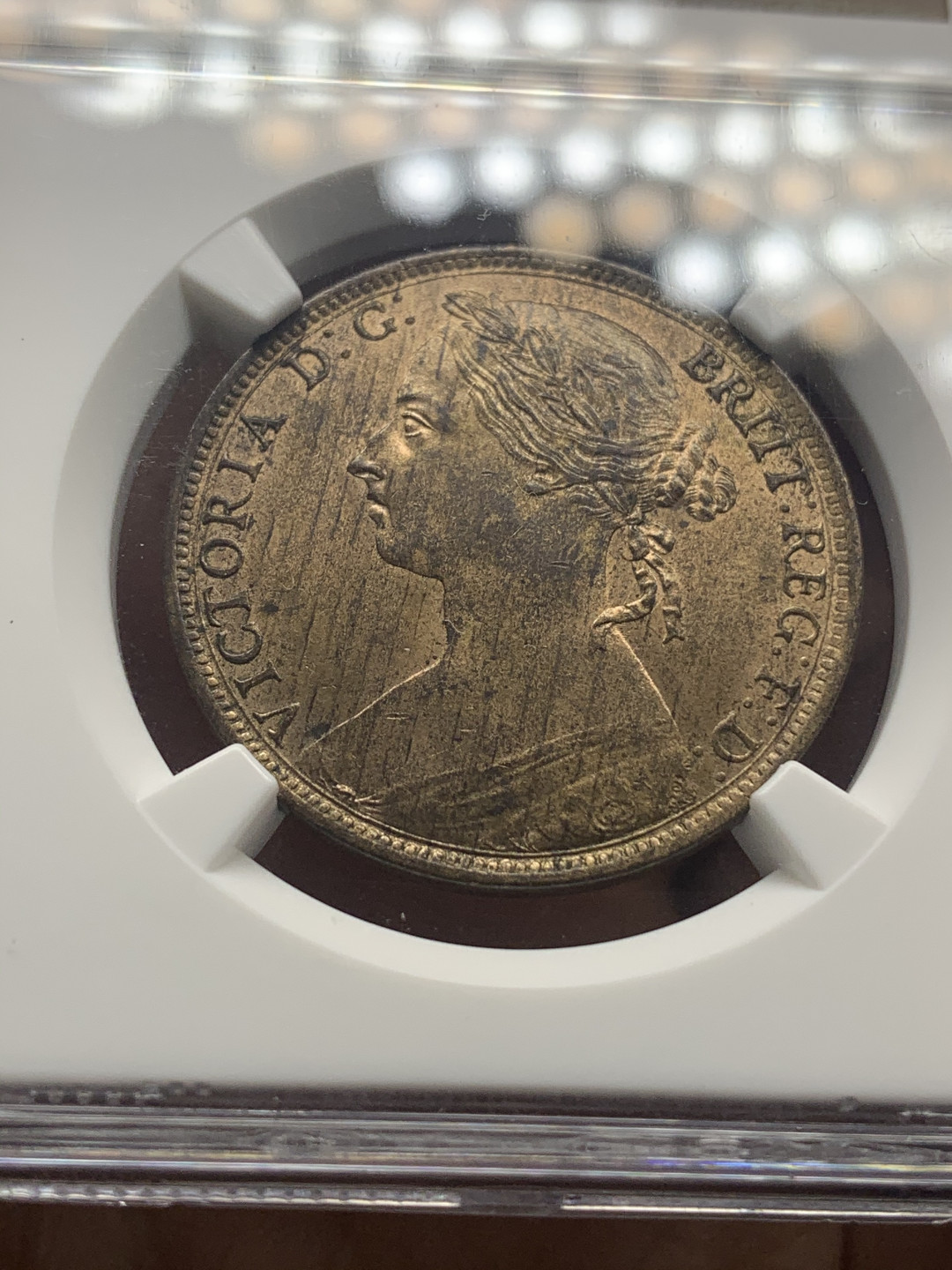 《竞宝斋》钱币微拍-第26场 元旦特刊（全场顺丰包邮） NGC MS64RB 英国1893年维多利亚1便士 NGC编号：2047556-019