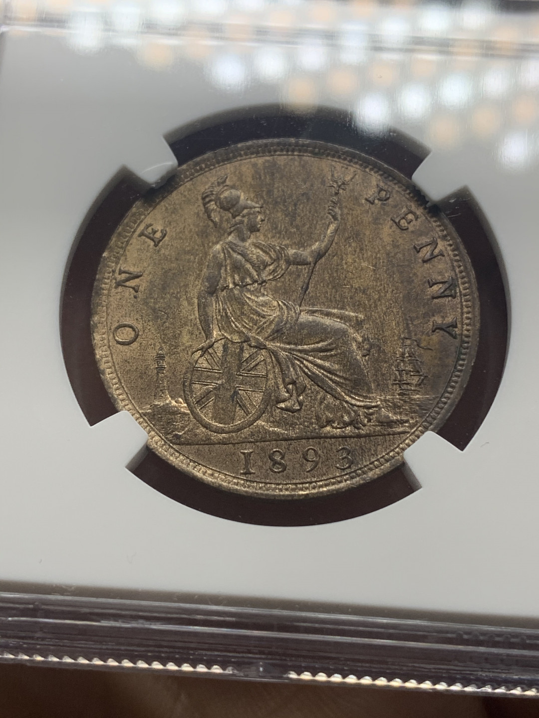 《竞宝斋》钱币微拍-第26场 元旦特刊（全场顺丰包邮） NGC MS64RB 英国1893年维多利亚1便士 NGC编号：2047556-019