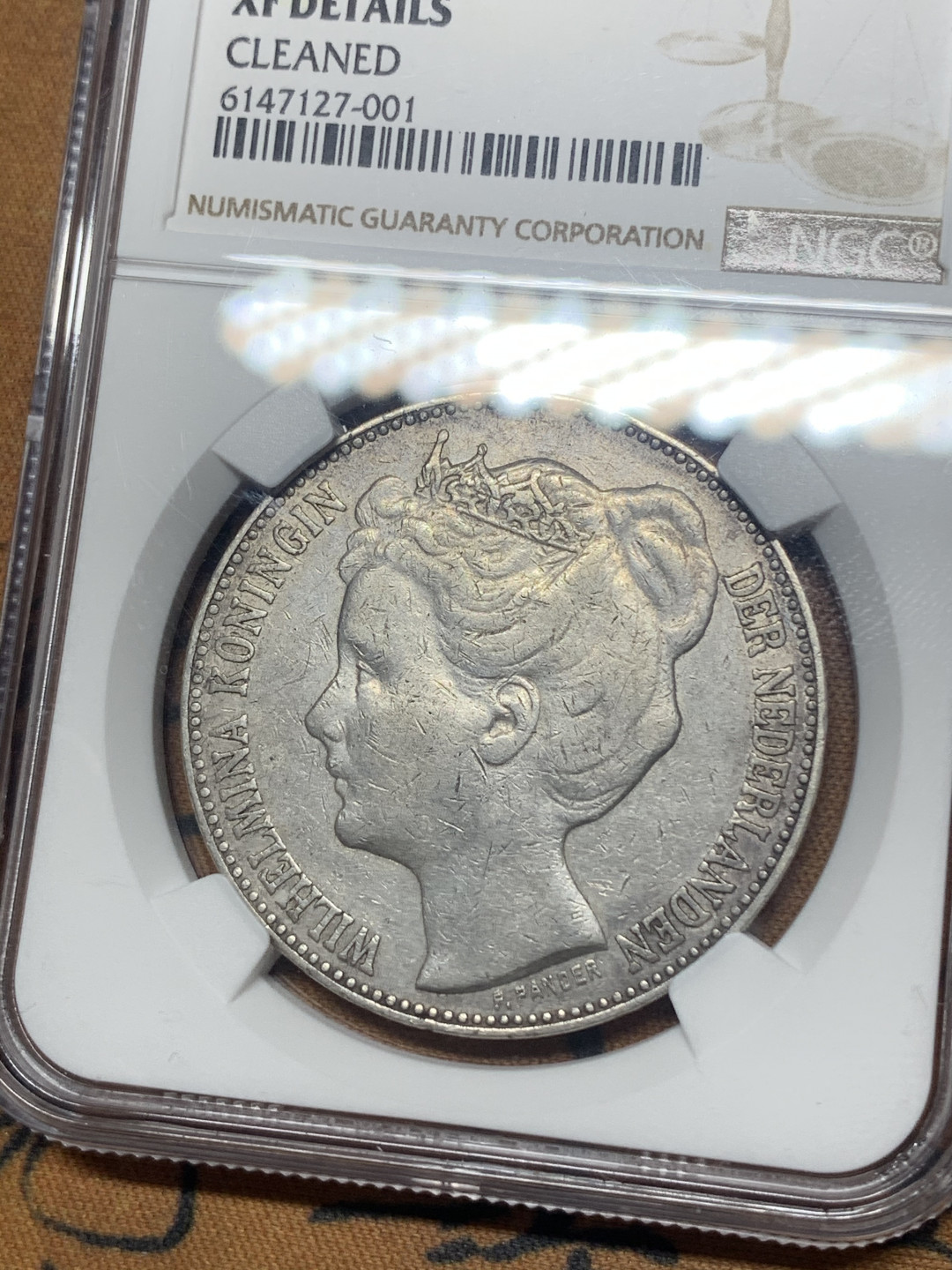 《竞宝斋》钱币微拍-第26场 元旦特刊（全场顺丰包邮） 1898年 荷兰 威廉明娜2.5盾银币，NGC评级XFD 单年版的萝莉女王大银币