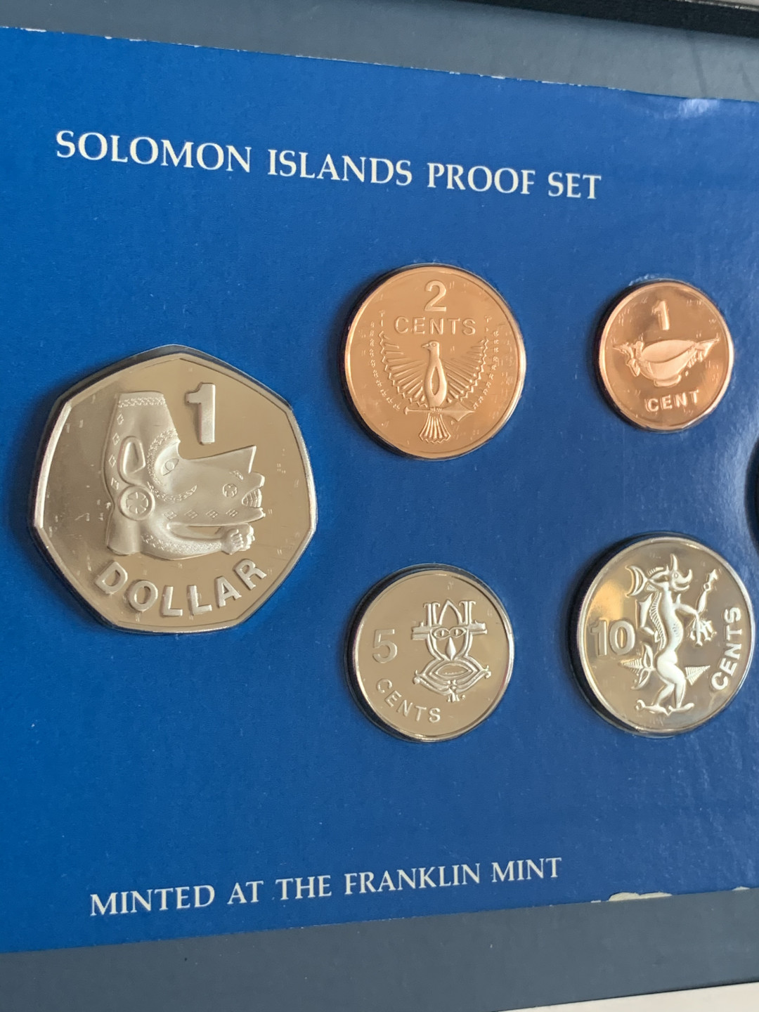 《竞宝斋》钱币微拍-第26场 元旦特刊（全场顺丰包邮） 原盒证书 所罗门1978年 7枚套精制币 5元面值是925大银 富兰克林造币厂 发型量5122套 少见
