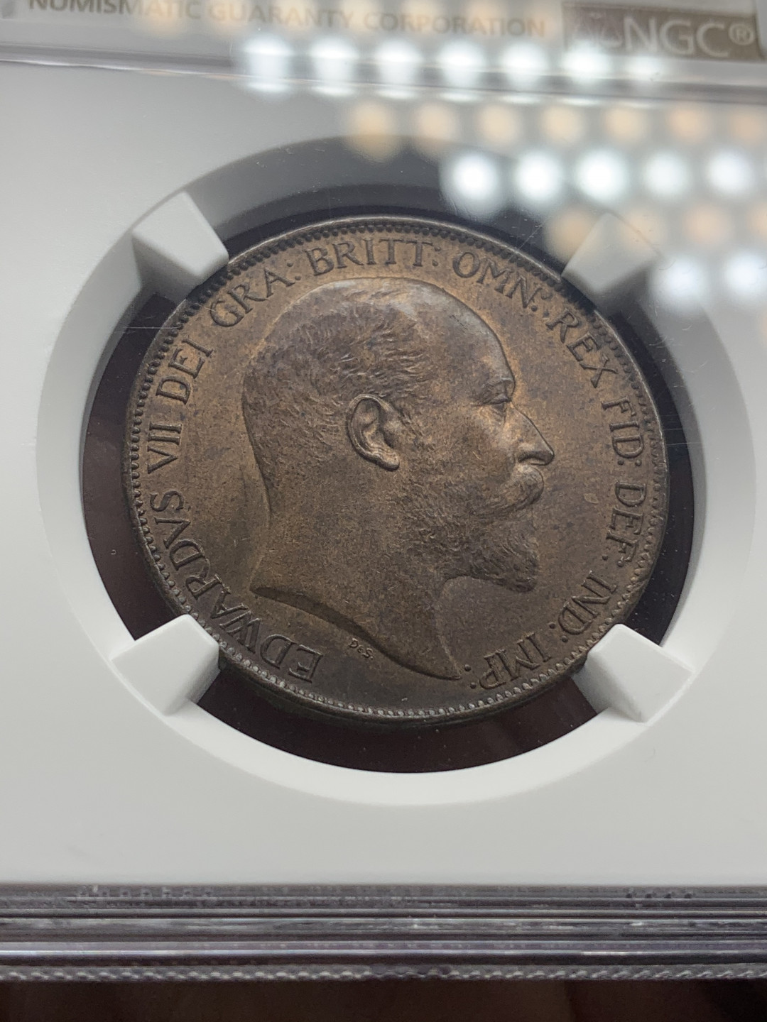 《竞宝斋》钱币微拍-第26场 元旦特刊（全场顺丰包邮） NGC MS63RB 英国1902年爱德华七世1便士 NGC编号：6054349-012 稀少低海平面