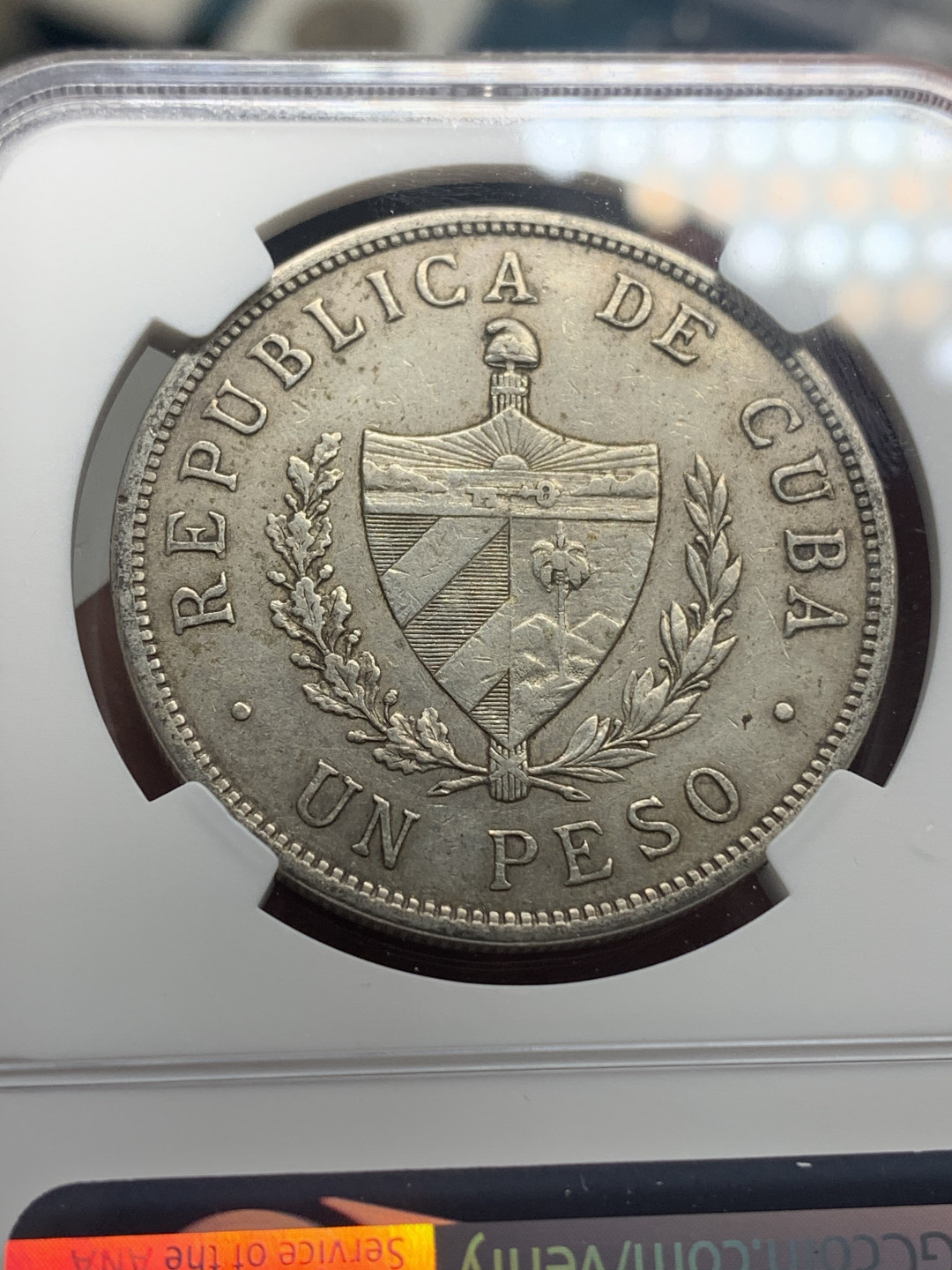 《竞宝斋》钱币微拍-第26场 元旦特刊（全场顺丰包邮） NGC-XF45 古巴 1932年 大五星1比索 原味大银币