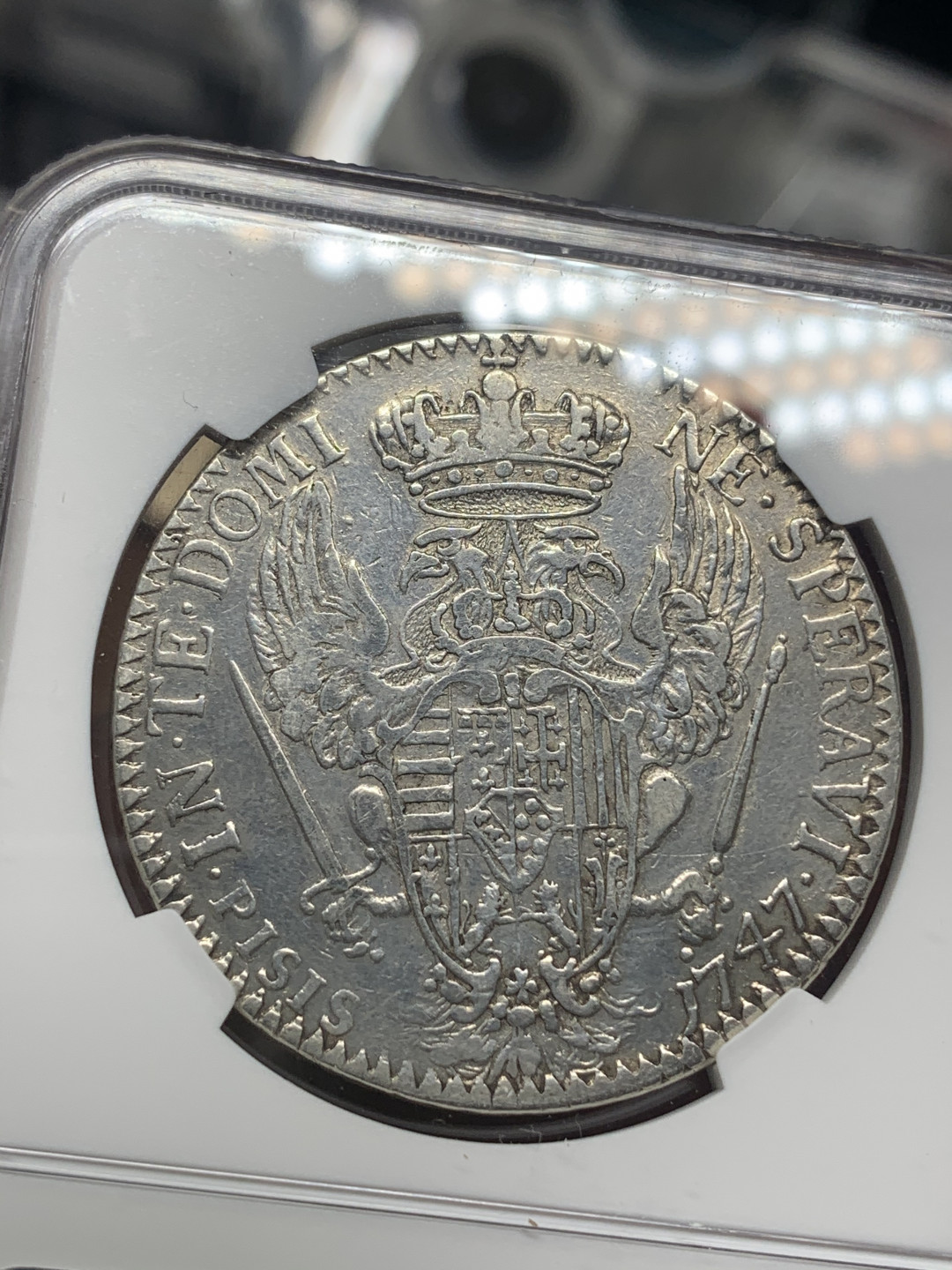 《竞宝斋》钱币微拍-第26场 元旦特刊（全场顺丰包邮） NGC-VF 意大利托斯卡纳 1747年 佛朗茨二世 10宝利 大银币 没什么清洗痕迹 不给分可惜了