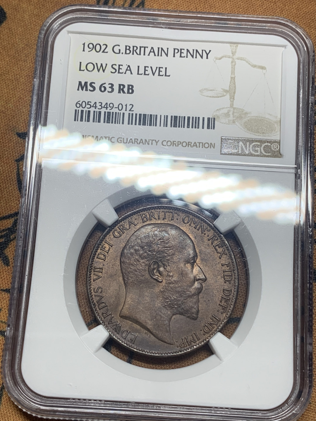 《竞宝斋》钱币微拍-第26场 元旦特刊（全场顺丰包邮） NGC MS63RB 英国1902年爱德华七世1便士 NGC编号：6054349-012 稀少低海平面