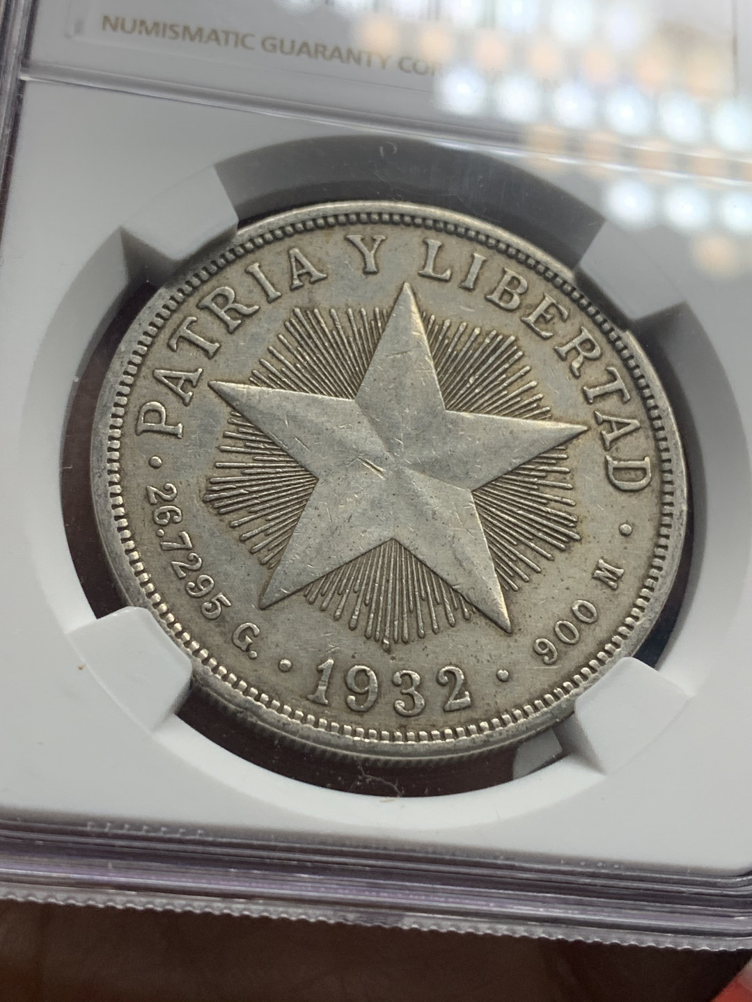 《竞宝斋》钱币微拍-第26场 元旦特刊（全场顺丰包邮） NGC-XF45 古巴 1932年 大五星1比索 原味大银币