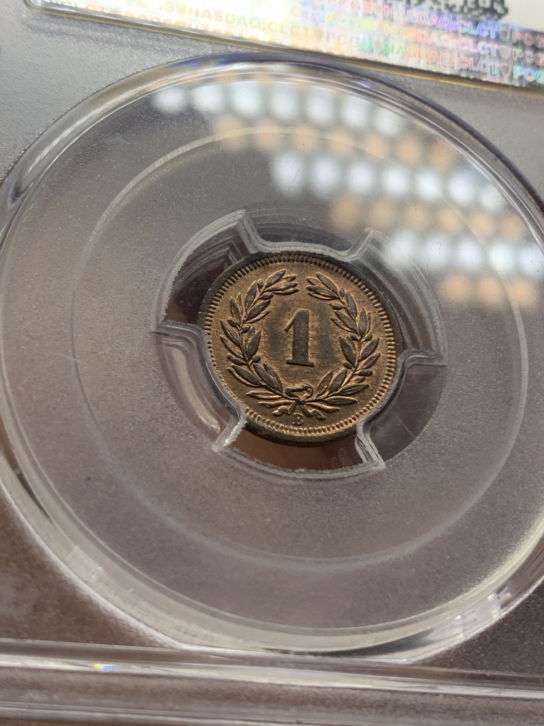 《竞宝斋》钱币微拍-第26场 元旦特刊（全场顺丰包邮） 瑞士1920年十字1R PCGS-MS65RB早期年份，唯一冠军分，铜光足