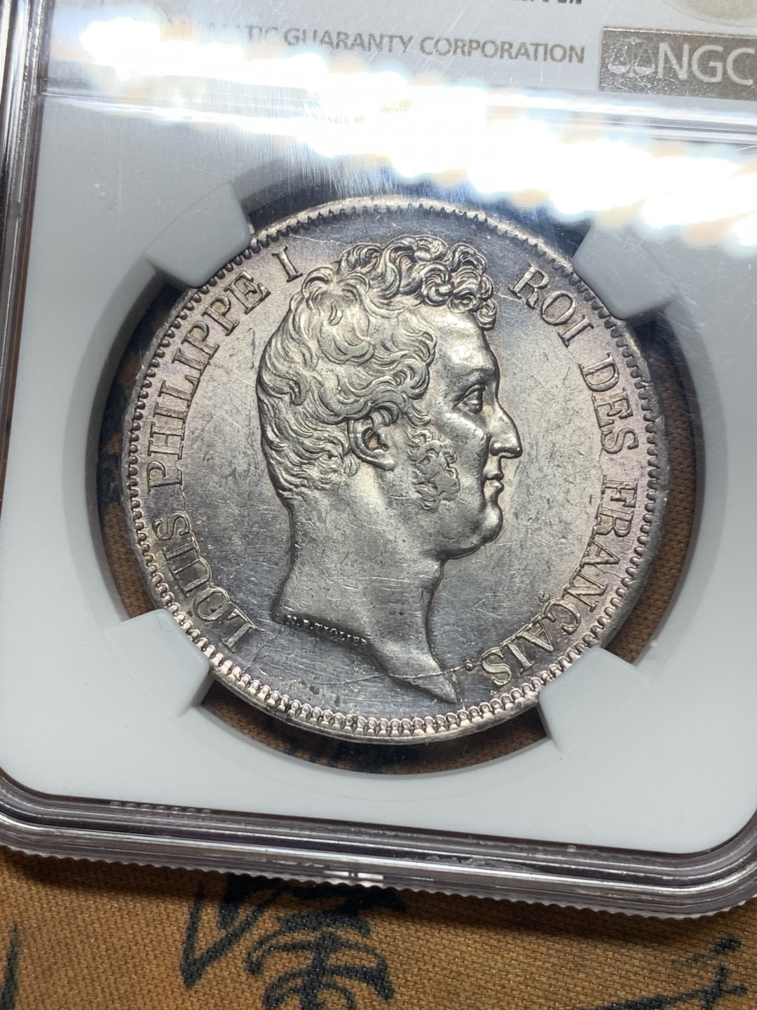 《竞宝斋》钱币微拍-第26场 元旦特刊（全场顺丰包邮） NGC-MS60 法国1831年菲利普5法郎银币 无桂冠小头版，比后期的桂冠版少见